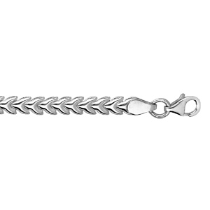 Bracelet en argent rhodié maille fantaisie épi 17cm