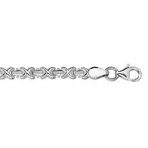 Bracelet en argent rhodié maille fantaisie en X 17cm