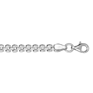 Bracelet en argent rhodié maille fantaisie fine 17cm