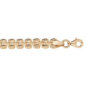 Bracelet en argent et dorure jaune fantaisie carrée 18cm