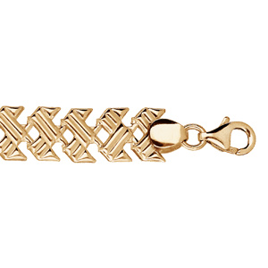 Bracelet en argent et dorure jaune maille épis croisés 18cm
