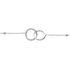 Bracelet en argent rhodié chaîne avec double cercle entremélé 15+3cm