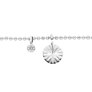 Bracelet en argent rhodié chaîne ethnique avec pampille étoile et oxyde blanc serti 16+3cm