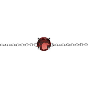 Bracelet en argent rhodié chaîne avec pierre véritable Grenat 6,5mm 15+4cm