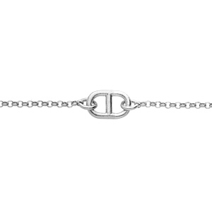 Bracelet en argent platiné chaîne avec 1 maille marine au centre 16+3cm