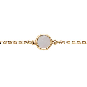 Bracelet en argent et dorure jaune chaîne avec pastille Nacre véritable 16+3cmcm