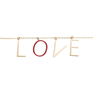 Bracelet en argent et dorure jaune chaîne avec lettres Love 16+3cm