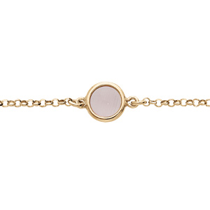 Bracelet en argent et dorure jaune chaîne avec pastille Oeil de chat rose 16+3cmcm