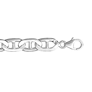 Bracelet en argent rhodié chaîne maille marine largeur 7mm et longueur 21cm
