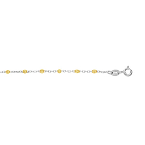 Bracelet en argent rhodié chaîne avec olives couleur jaune transparent 15+3cm