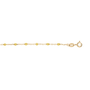 Bracelet en argent et dorure jaune chaîne avec olives couleur jaune transparent 15+3cm