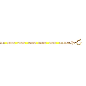 Bracelet en argent et dorure jaune chaîne avec olives couleur jaune fluo 15+3cm