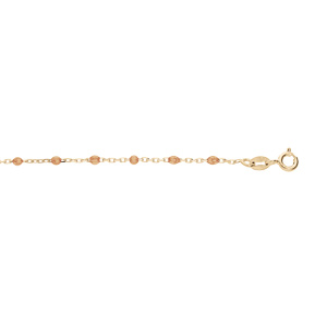 Bracelet en argent et dorure jaune chaîne avec olives couleur orange transparent 15+3cm