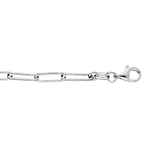 Bracelet en argent rhodié maille longue rectangulaire 16+3cm