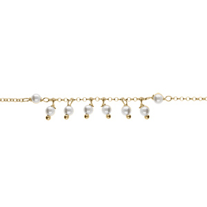 Bracelet argent doré pampilles perles blanches réglable 16 à 19cm