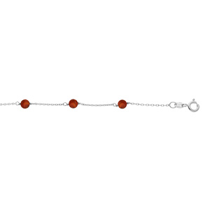 Bracelet en argent rhodié chaîne avec boules Ambre véritable 16+3cm