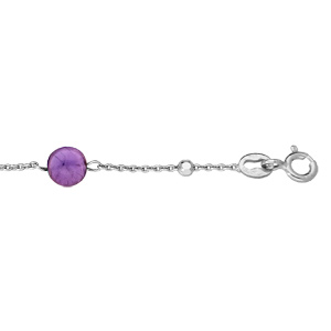 Bracelet en argent rhodié chaîne avec cubes et Améthyste véritable 16+3cm