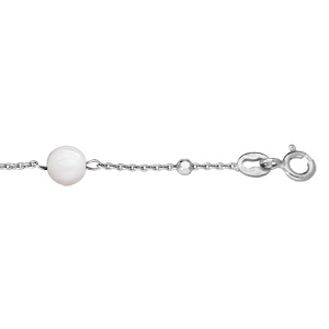 Bracelet en argent rhodié chaîne avec cubes et Pierre de Lune véritable 16+3cm