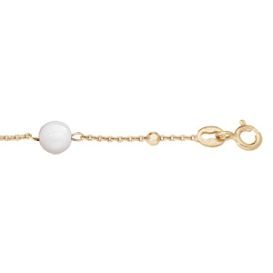 Bracelet en argent rhodié et dorure jaune chaîne avec cubes et Pierre de Lune véritable 16+3cm