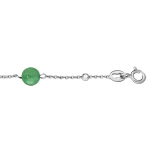 Bracelet en argent rhodié chaîne avec cubes et Aventurine véritable 16+3cm