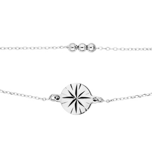 Bracelet en argent rhodié double chaîne avec pastille étoile et boules 16+3cm