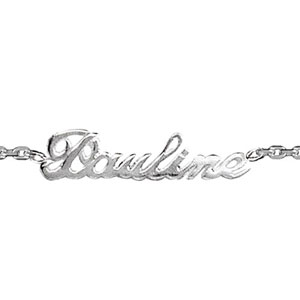 Bracelet en argent chaîne maille forçat avec découpe anglaise 1 prénom – longueur 18,5cm réglable 17cm