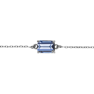 Bracelet argent rhodié pendentif rectangulaire oxyde bleu ciel  réglable 16 à 19cm