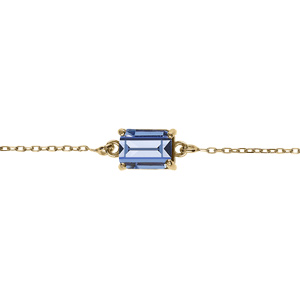 Bracelet argent doré pendentif rectangulaire oxyde bleu ciel réglable 16 à 19cm