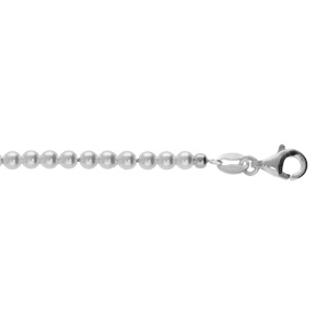 Bracelet en argent rhodié en perles blanche de synthèse 3mm longueur 15.5+3cm