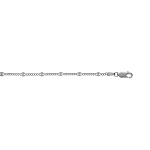 Bracelet en argent rhodié maille gourmette pastilles diamanté etoile e 18cm