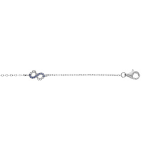Bracelet en argent rhodié chaîne avec 3 motifs infini avec oxydes bleus sertis 15+3cm