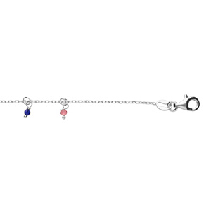 Bracelet en argent rhodié chaîne avec pampilles empierrés multi couleurs 15+3cm