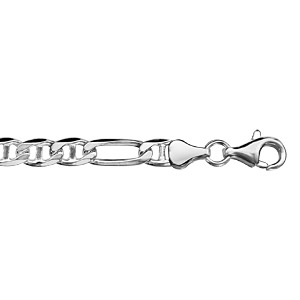 Chaîne en argent rhodié maille marine alternée 1+3 – largeur 6mm et longueur 50cm