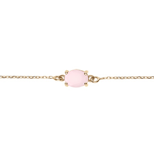 Bracelet argent doré oxyde ovale 8 x 6mm rose opaque 1réglable 16 à 19cm