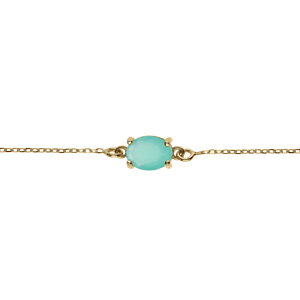 Bracelet argent rhodié oxyde ovale 8 x 6mm vert opaque  réglable 16 à 19cm