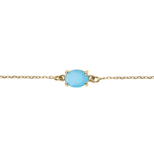 Bracelet argent doré oxyde ovale 8 x 6mm bleu clair opaque réglable 16 à 19cm