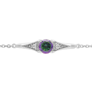 Bracelet en argent rhodié oxyde mystique arc en ciel avec oxydes blancs sertis 16+3cm
