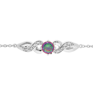 Bracelet en argent rhodié oxyde mystique arc en ciel avec infini oxydes blancs sertis 16+3cm