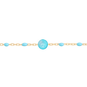 Bracelet en argent et dorure jaune chaîne avec perles de couleur turquoise et pierre Hémimorphite véritable 16+3cm