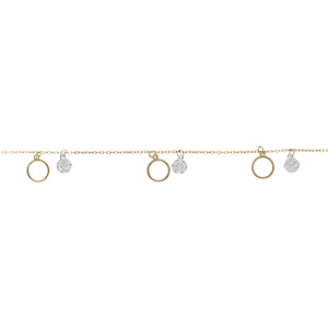 Bracelet argent doré jaune cercles et pastilles oxydes blancs réglable 16 à 19cm