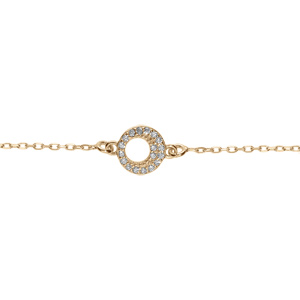 Bracelet argent doré cercle évidé oxydes blancs réglable 16 à 190cm