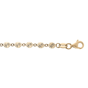 Bracelet en argent et dorure jaune pastilles serrées diamantés 16+3cm
