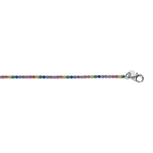 Bracelet en argent rhodié rivière d’oxydes multi couleur sertis diamètre 2.5mm longueur 16+3cm