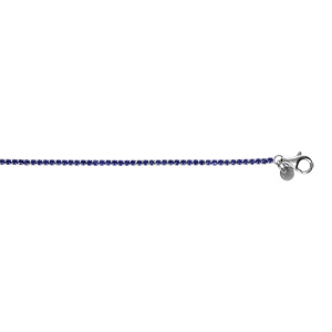 Bracelet en argent rhodié rivière d’oxydes bleu foncé sertis diamètre 2.5mm longueur 16+3cm