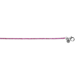 Bracelet en argent rhodié rivière d’oxydes roses sertis diamètre 2.5mm longueur 16+3cm
