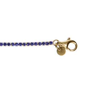 Bracelet argent doré riviere oxydes bleu foncé sertis diamètre 2.5mm réglable 16 à 19cm