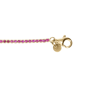 Bracelet argent doré riviere oxydes rouges sertis diamètre 2.5mm réglable 16 à 19cm