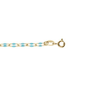 Bracelet argent doré maille rectangle olives résine bleu turquoise réglable 15 à 18cm