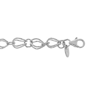 Bracelet en argent rhodié maille fantaisie fil diamanté 16+3cm