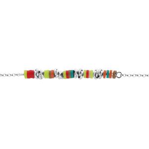Bracelet en argent rhodié chaîne avec cocktail couleurs vives 16+3cm
